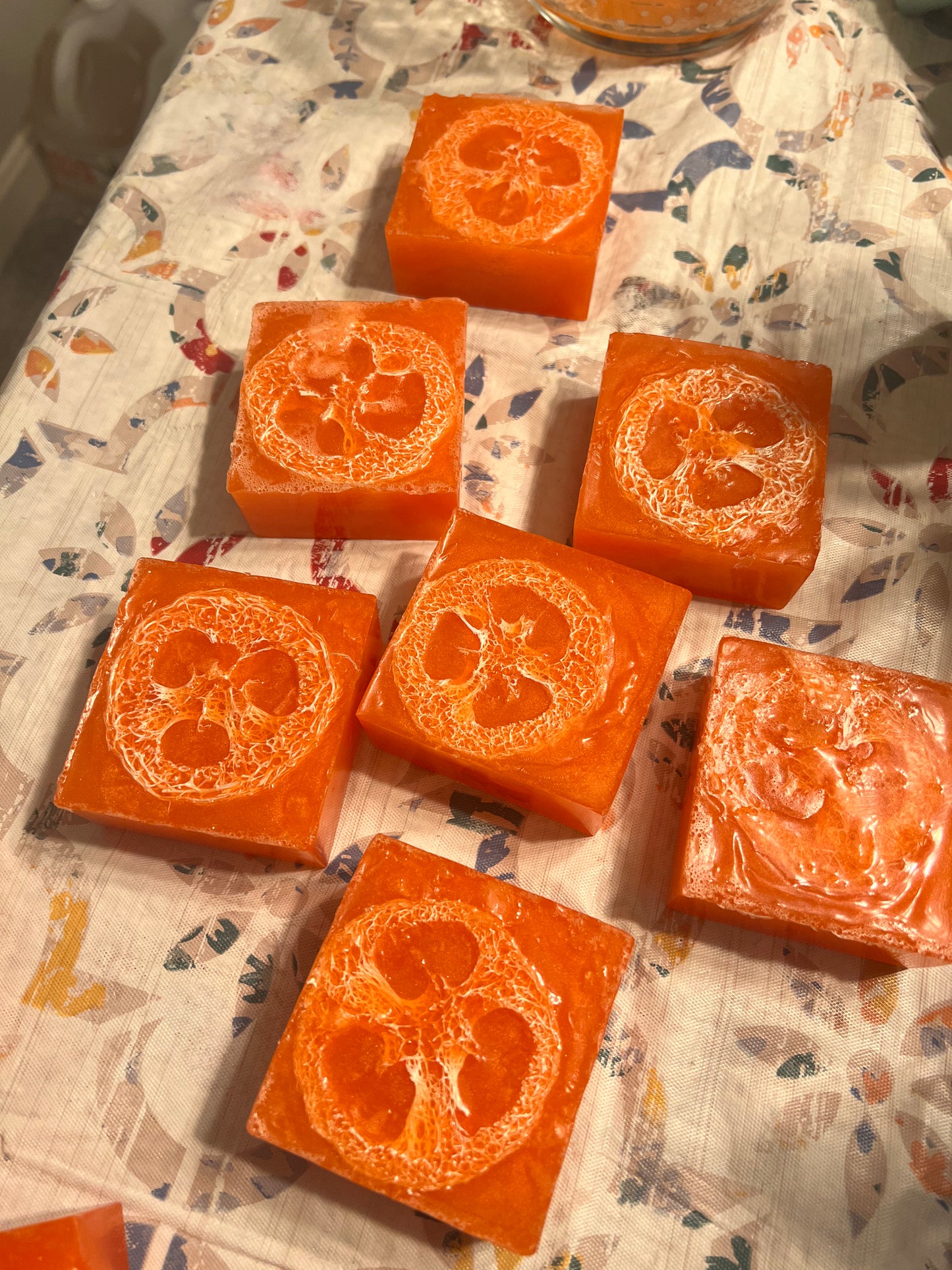 Orange Glycerin Soap with Loofah